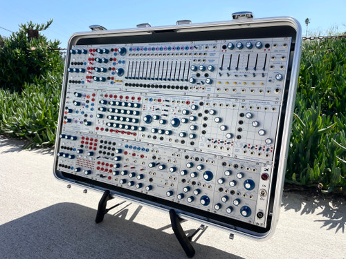 Buchla Tiptop 200t series with BPNYC ZERO Halliburton Eurorack Modular Travel Case NOS SILVER 122hp 9U